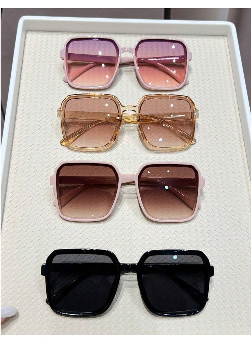 Shein 4Pairs Unisex Square Eyeglasses, Luxury & Fashionable Beach Eyeglasses, Multiple Colors Available, Suitable For Daily Life, Beach Vacation, Outdoor Travel For Summer Beach Vacation,Outdoor,Travel - Image 1